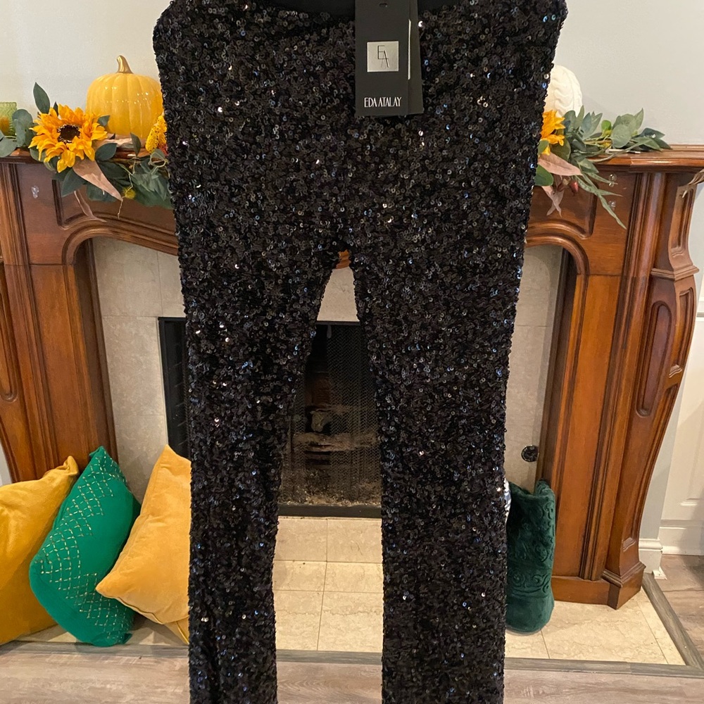 Black sequence pants